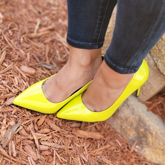 Neon Lights Stiletto Heels Slip On Shoes Pointed - Picture 4 of 6